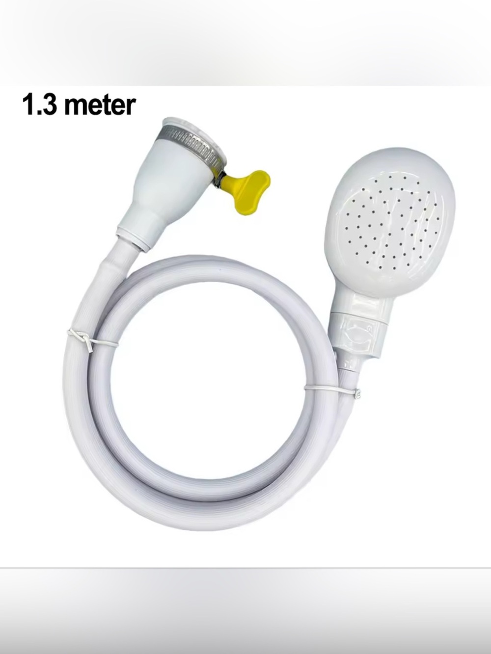 2 Portable White Shower Head with Hose and Yellow Valve